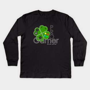 St Patricks day pro gamer not luck just skill Kids Long Sleeve T-Shirt